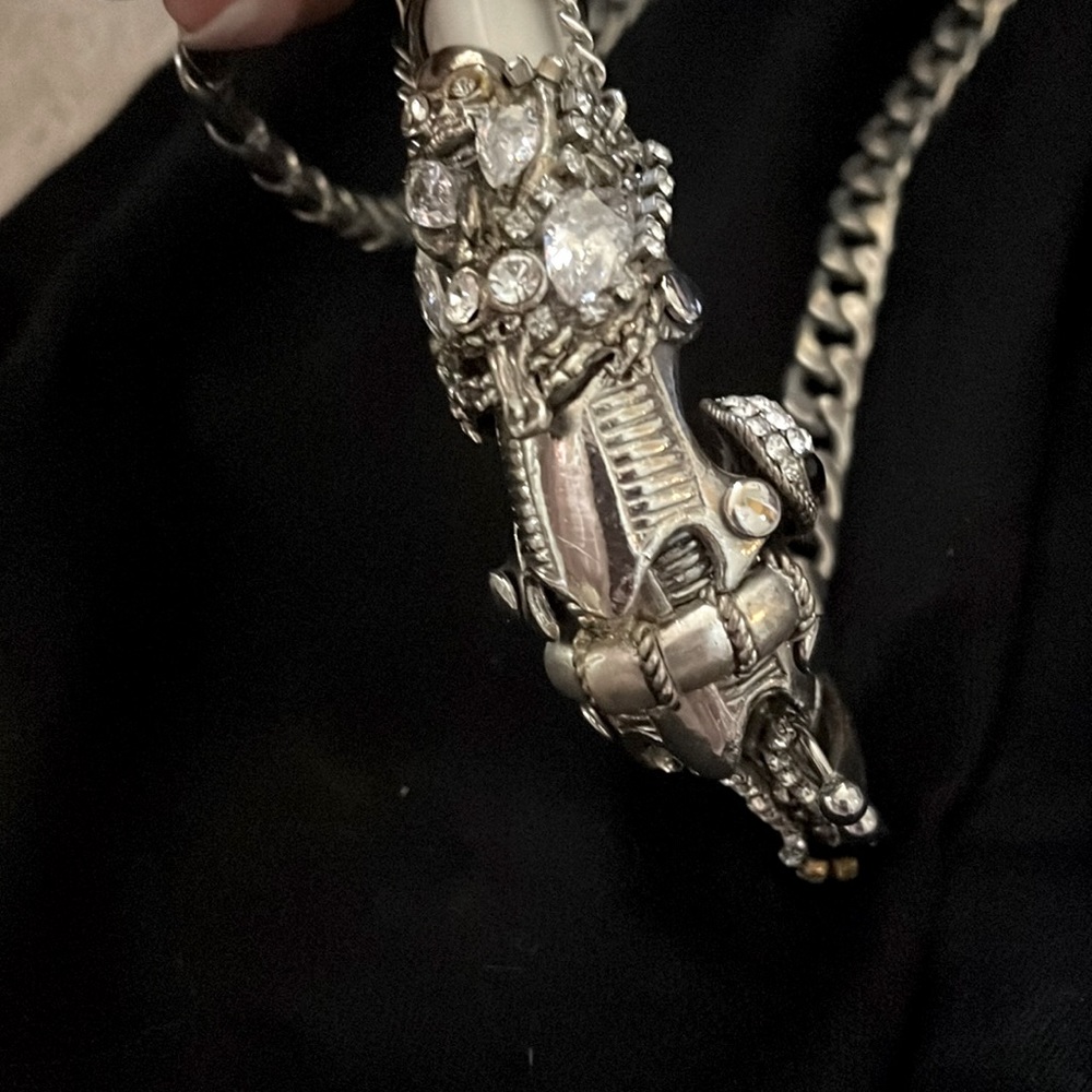 Saber Tooth  crystal encrusted necklace